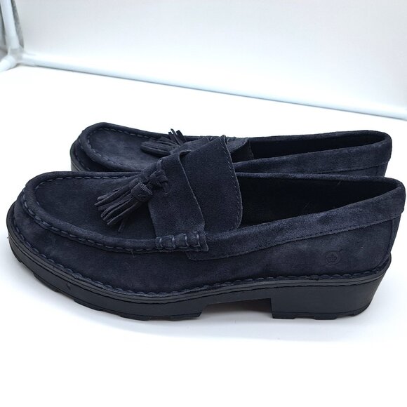 Born Women's Capri Tassel Platform Loafer Navy Suede - Size 10 - Picture 3 of 13